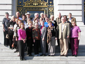 The full HCHC contingent gathered for a photo on the steps of San Francisco City Hall just before touring the magnificent building and meeting with the San Francisco sheriff.